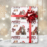 Buffalo Plaid Pit Bull Dog Christmas Wrapping Paper<br><div class="desc">The repeated pattern on this cute Christmas wrapping paper is an image of a brown and white Pit Bull Dog wearing a red and white Santa hat, with a black and red buffalo plaid pillow behind him, and a coordinating gift package with a gold ribbon beside him. There's also a...</div>