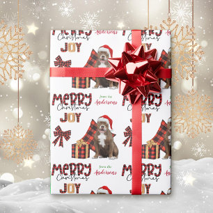 Buffalo Plaid Pit Bull Dog Christmas Wrapping Paper