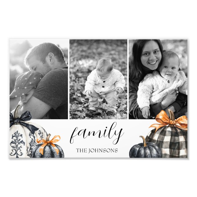 Buffalo Plaid Pumpkin Photo Collage Print (Front)