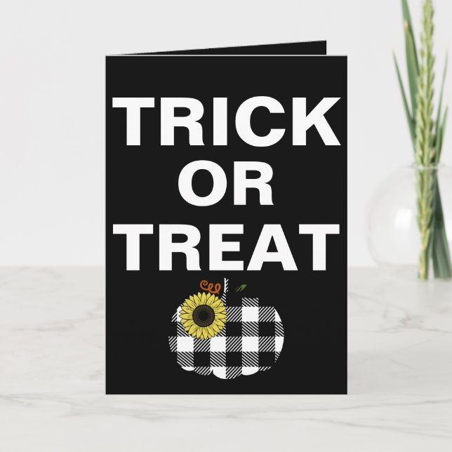 Buffalo Plaid Pumpkin With Sunflower Greeting Card (Front)