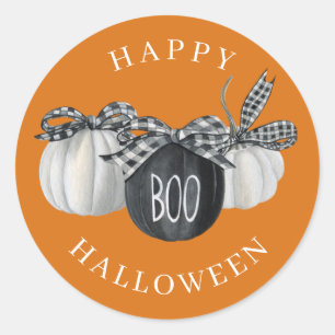 Buffalo Plaid Pumpkins Country Halloween Classic Round Sticker