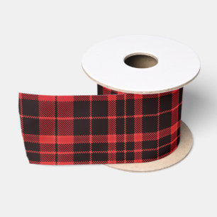 Buffalo Plaid Red and Black Satin Ribbon