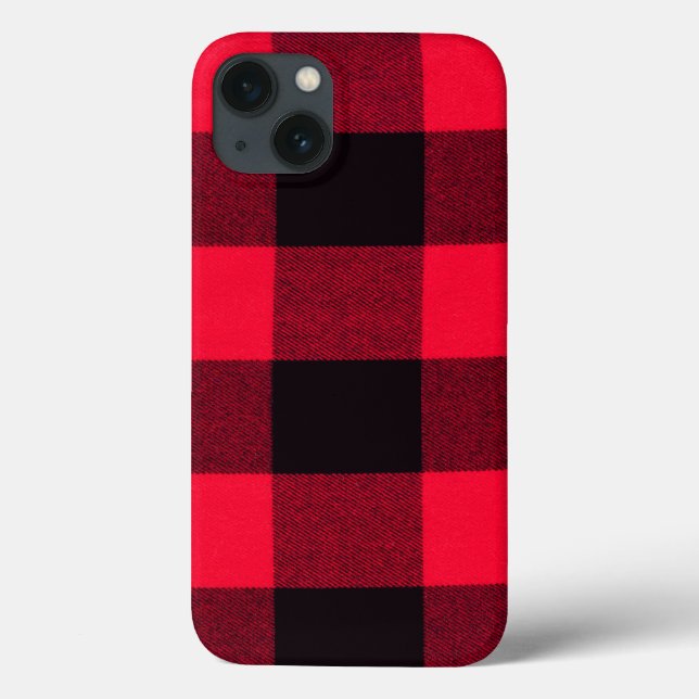 Buffalo Plaid Red and Black Trendy Case-Mate iPhone Case (Back)