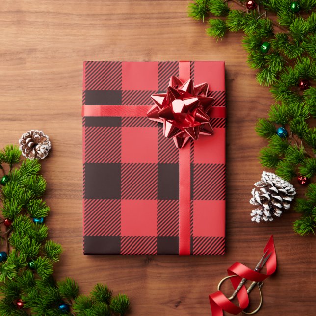 Buffalo Plaid Red and Black Wrapping Paper (Holiday Gift)