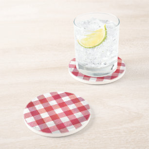 Buffalo Plaid Red and White Coaster