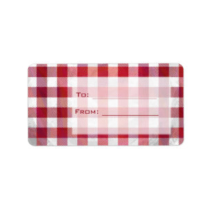 Buffalo Plaid Red and White Label
