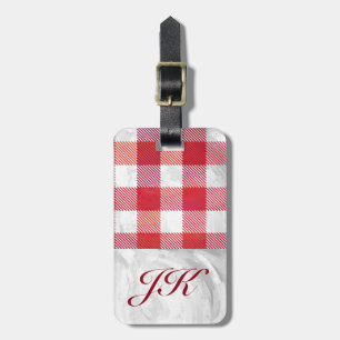 Buffalo Plaid Red and White Luggage Tag