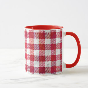 Buffalo Plaid Red and White Mug