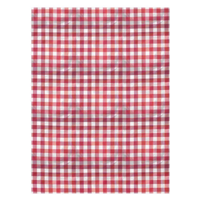 Buffalo Plaid Red and White Tablecloth (Front)