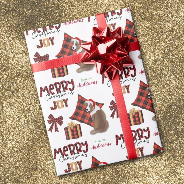 Buffalo Plaid Red Aussie Dog Christmas Wrapping Paper (Creator Uploaded)