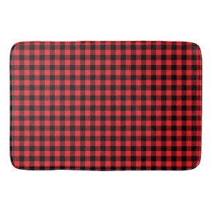 Buffalo Plaid Red Black Check Bath Mat