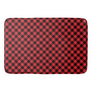 Buffalo Plaid Red Black Check Bath Mat