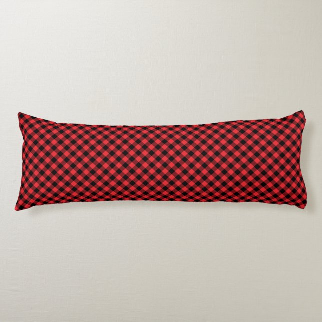 Buffalo Plaid Red Black Check Body Cushion (Front)