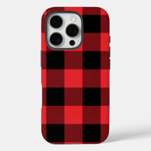 Buffalo Plaid Red Black Check iPhone 16 Pro Case