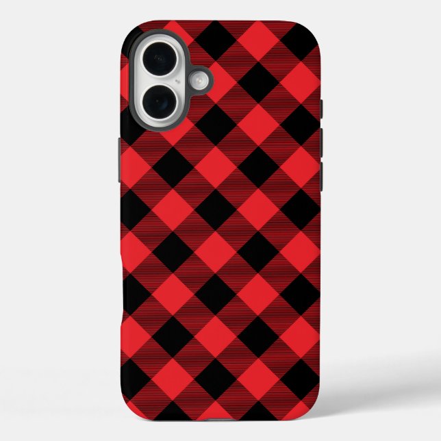Buffalo Plaid Red Black Check Case-Mate iPhone Case (Back)