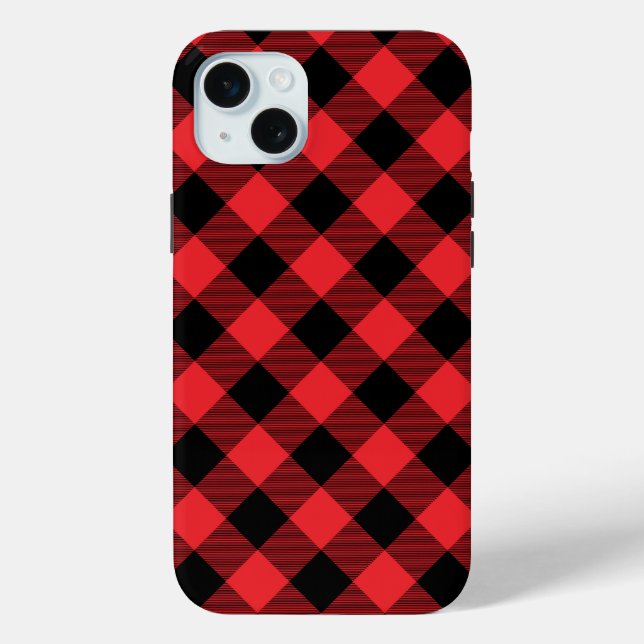 Buffalo Plaid Red Black Check Case-Mate iPhone Case (Back)