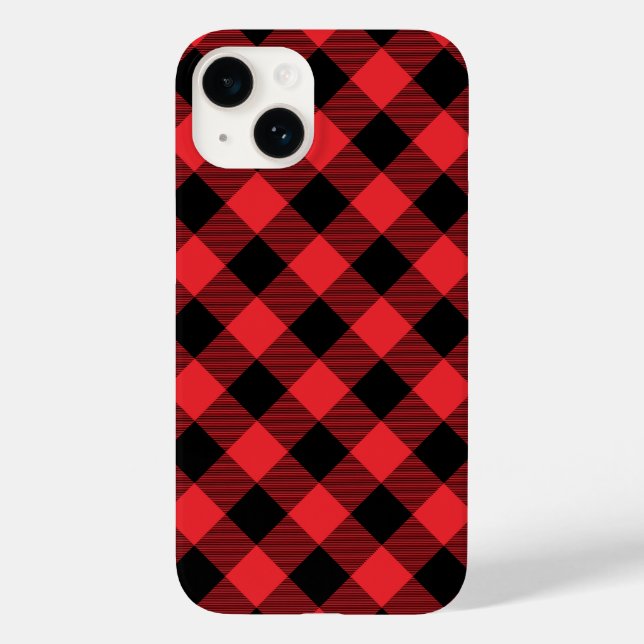 Buffalo Plaid Red Black Check Case-Mate iPhone Case (Back)