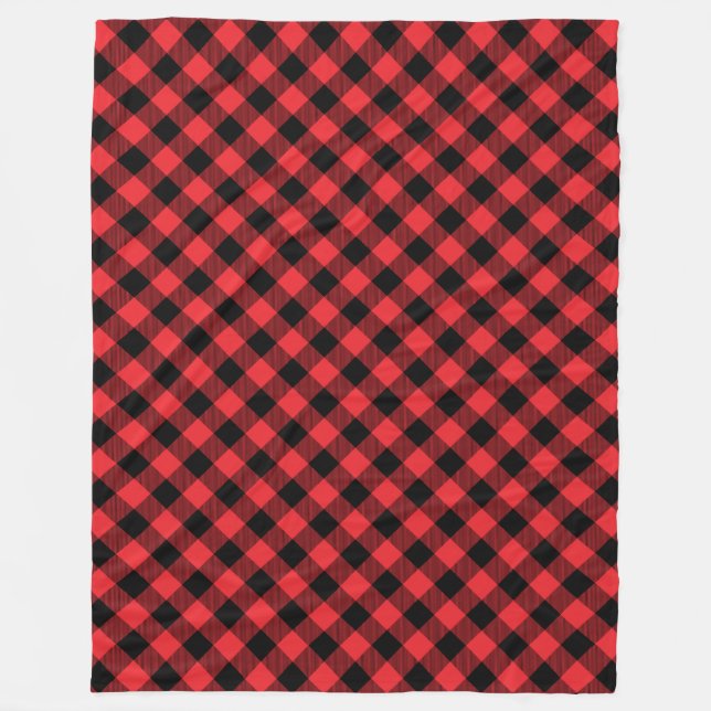 Buffalo Plaid Red Black Check Fleece Blanket (Front)
