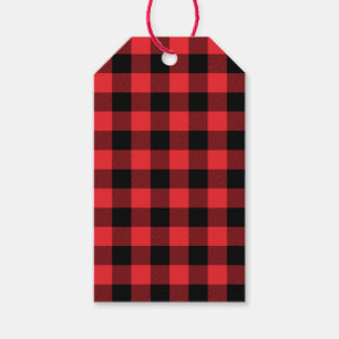 Buffalo Plaid Red Black Check Gift Tags