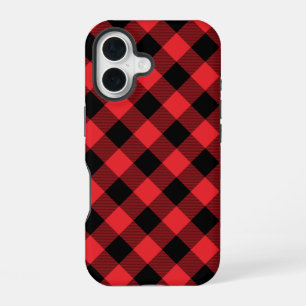 Buffalo Plaid Red Black Check iPhone 16 Case
