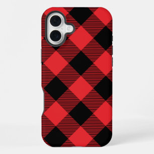 Buffalo Plaid Red Black Check iPhone 16 Plus Case