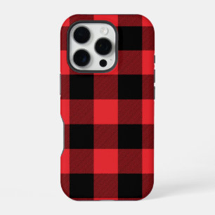 Buffalo Plaid Red Black Check iPhone 16 Pro Case