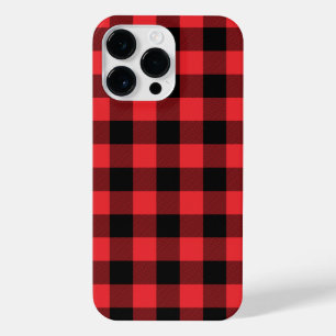 Buffalo Plaid Red Black Check iPhone 14 Pro Max Case