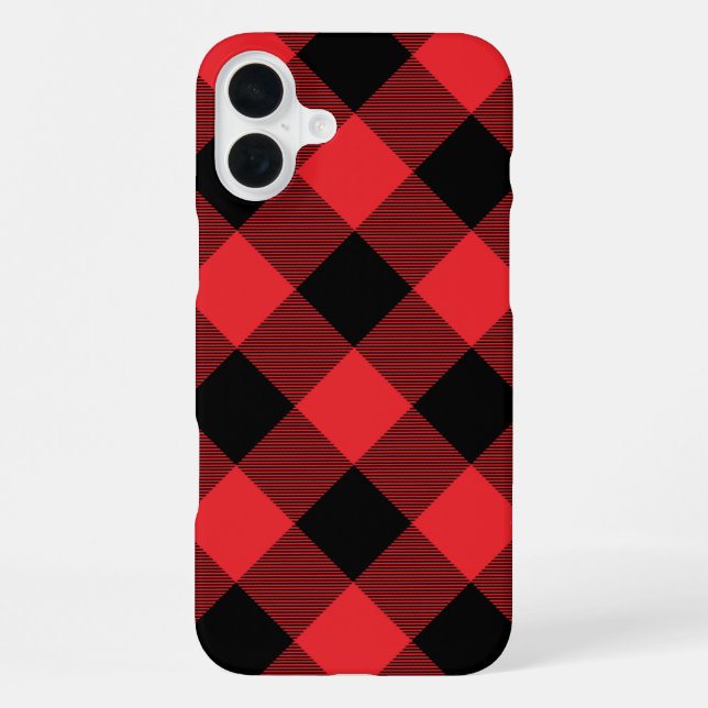 Buffalo Plaid Red Black Check iPhone Case (Back)