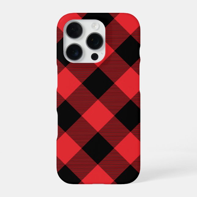 Buffalo Plaid Red Black Check iPhone Case (Back)