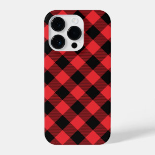 Buffalo Plaid Red Black Check iPhone 14 Pro Case