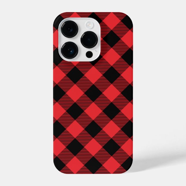 Buffalo Plaid Red Black Check iPhone Case (Back)