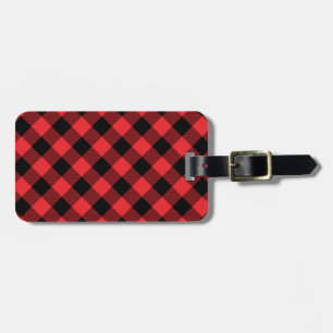 Buffalo Plaid Red Black Check Luggage Tag