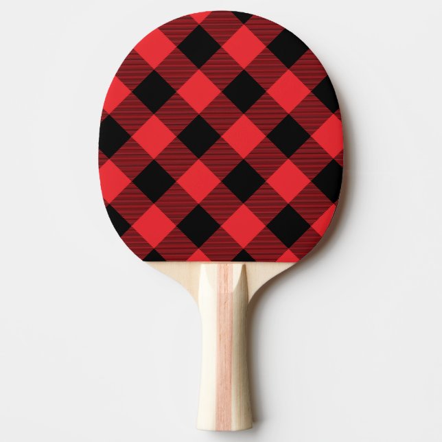 Buffalo Plaid Red Black Check Ping Pong Paddle (Front)