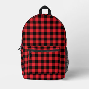 Buffalo Plaid Red Black Check Printed Backpack