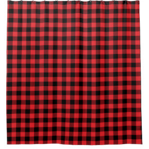 Buffalo Plaid Red Black Check Shower Curtain