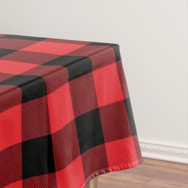 Buffalo Plaid Red Black Check Tablecloth (In Situ)