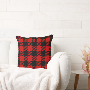 Buffalo Plaid Red Black Home Decor Timeless Cushion