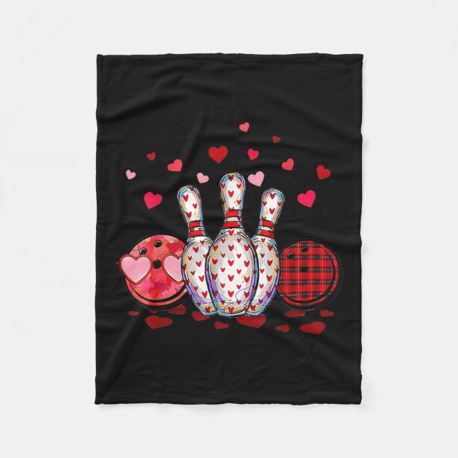 Buffalo Plaid Red Bowling Gnome Christmas Valentin Fleece Blanket (Front)