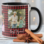 Buffalo Plaid Red Christmas Family Photo Collage Mug<br><div class="desc">This buffalo plaid mug is the perfect Christmas holiday gift for grandma,  grandpa or anyone!  Add your own photos and customise your message for each</div>