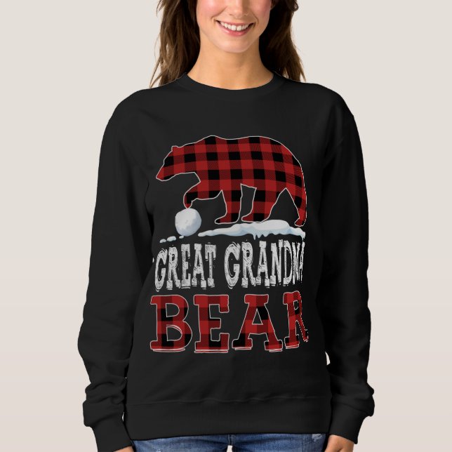 Buffalo Plaid Red Christmas Great Grandma Bear Paj Sweatshirt (Front)