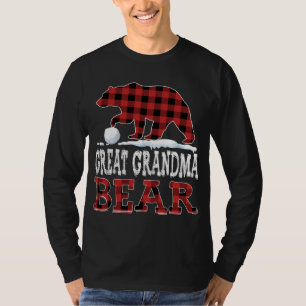Buffalo Plaid Red Christmas Great Grandma Bear Paj T-Shirt