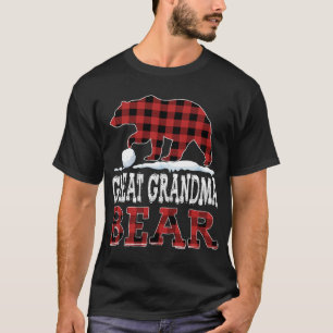 Buffalo Plaid Red Christmas Great Grandma Bear Paj T-Shirt