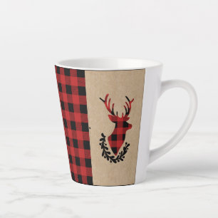 Buffalo Plaid Red Rustic Stag Latte Mug