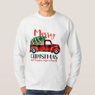 Buffalo Plaid Red Truck Christmas Tree Funny Impea T-Shirt