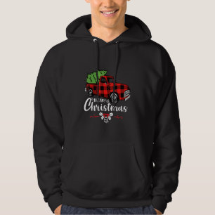 Buffalo Plaid Red Truck Christmas Tree Hoodie
