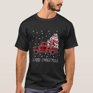 Buffalo Plaid Red Truck Vintage Christmas Country  T-Shirt