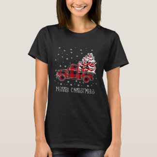 Buffalo Plaid Red Truck Vintage Christmas Country  T-Shirt