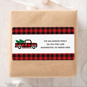 Buffalo Plaid Red Vintage Truck Christmas Shipping