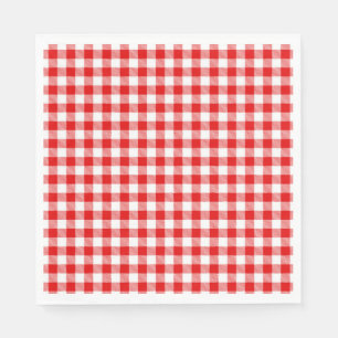 Buffalo Plaid Red White Classic Party Fun Napkin