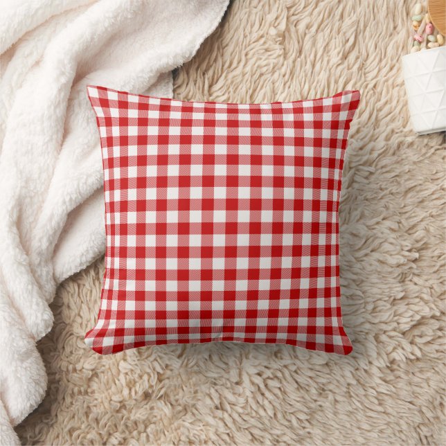 Buffalo Plaid Red White  Cushion (Blanket)